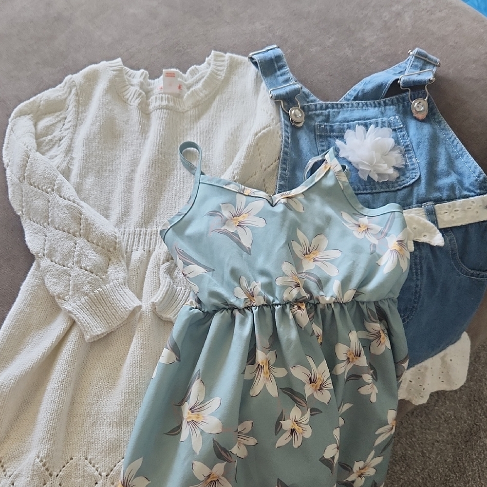 Cat & Jack Knit, Denim, and Floral Dress Trio